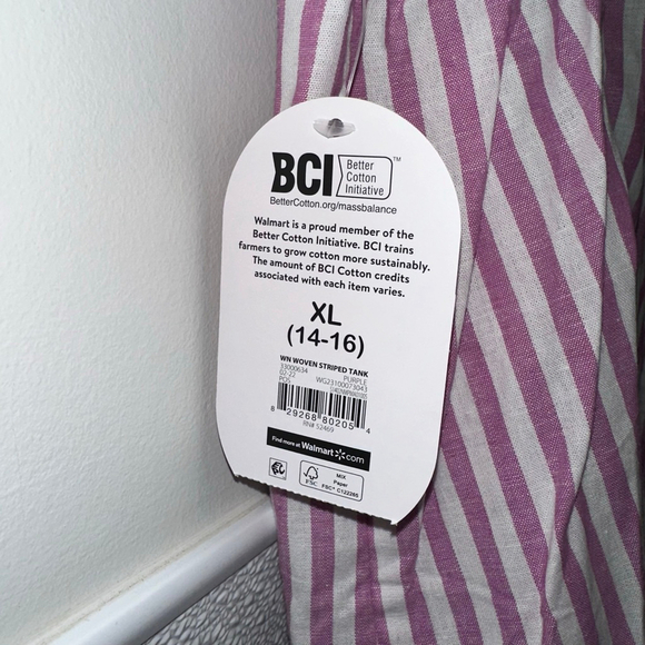Girls Wonder Nation Purple Lavender White Striped Tank Top XL (14-16) NEW NWT - Picture 4 of 11